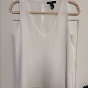 Forever 21 White Minimal Sleeveless Work Blouse S